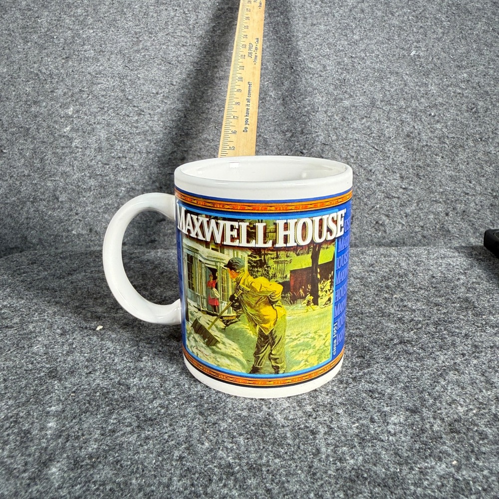 Maxwell‎ House Vintage Americana Coffee Mug Houston Harvest 1951 Scenes 31846
